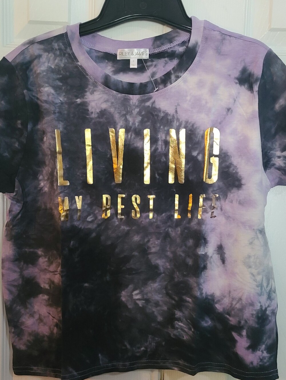 Living My Best Life Tie-Dye Tee - Purple & Black